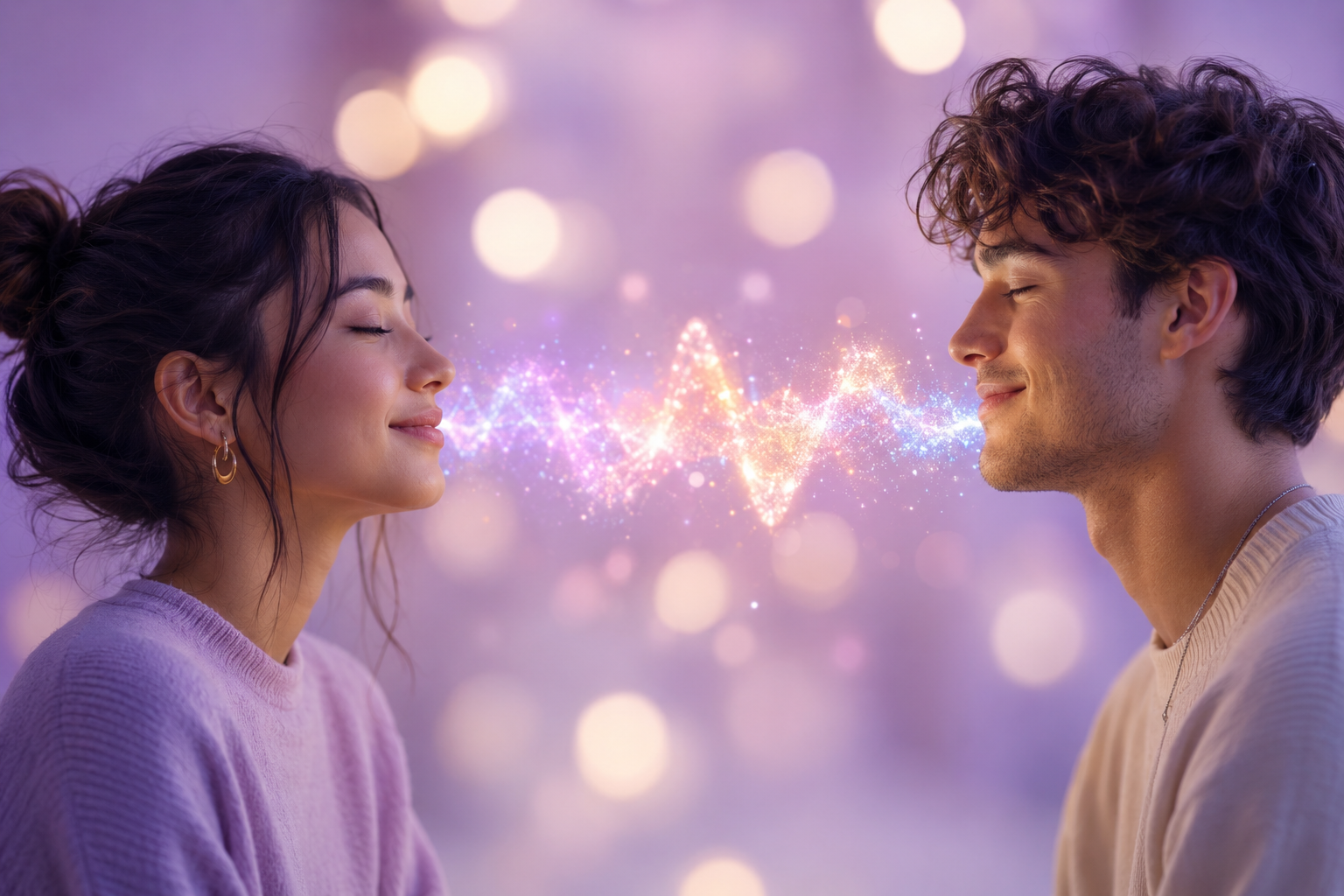 Two people connecting through voice